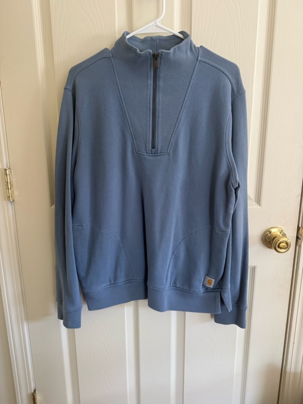 Carhartt Dusty Blue Quarter-Zip Funnel Neck Pullover
